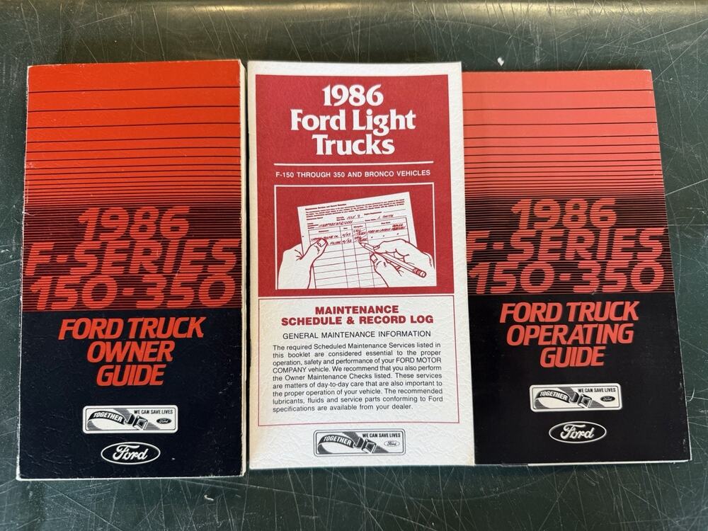 1986 Ford F-Series 150-350 Truck Owner Guide Manual/operating Guide Maintenance